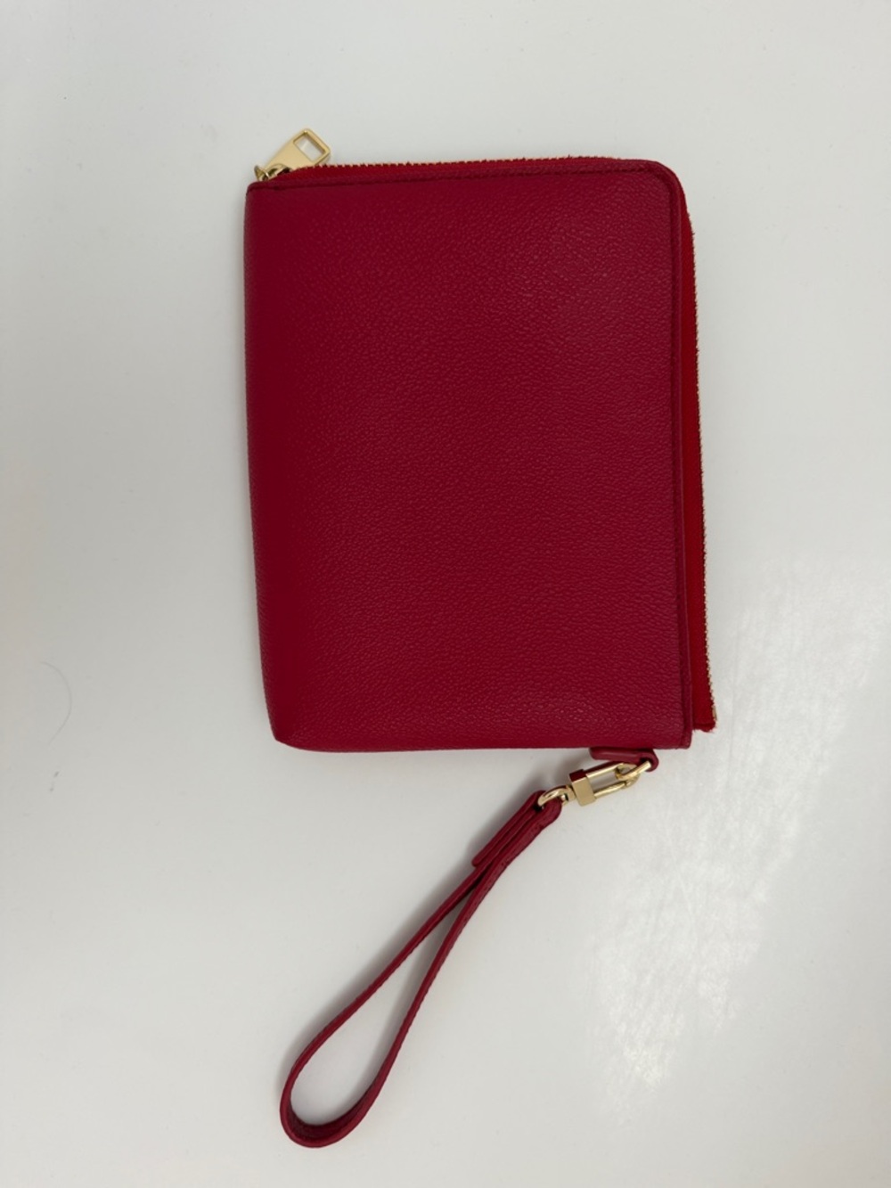 Tory Burch Red Leather Zip Wristlet Clutch with Gold Logo - Picture 3 of 3